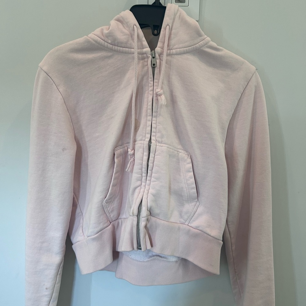 Brandy Melville cropped pink zip up